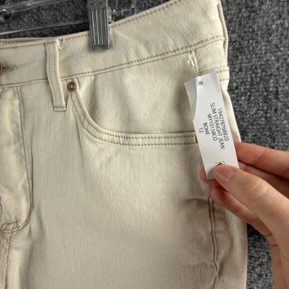 NWT Seven7 Jeans Slim Straight Ivory High Rise Denim Pants Fitted Hips Ladies - Picture 10 of 16